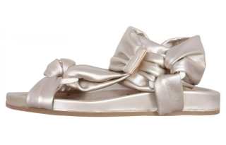 RED VALENTINO Leather Open Toe One Strap Sandals Women's Silver