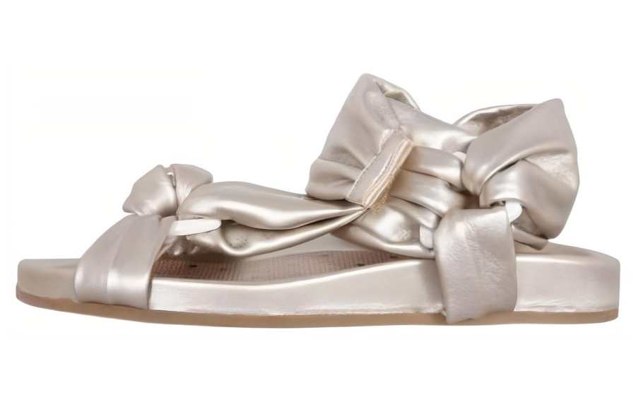 RED VALENTINO Leather Open Toe One Strap Sandals Women's Silver