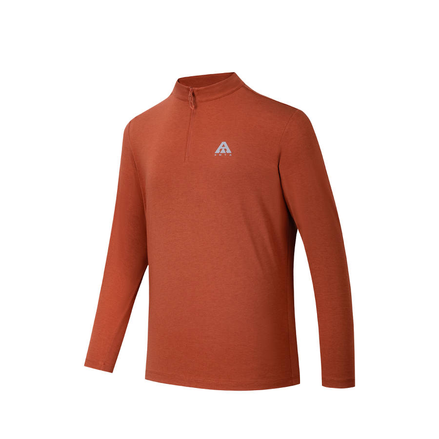 ANTA T Shirts Men's Tea Brown Orange Heather Gray 5 Half Turtleneck