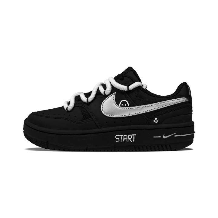 Nike Nike Gamma Force Skateboard Shoes Unisex Low Top Black White Silver