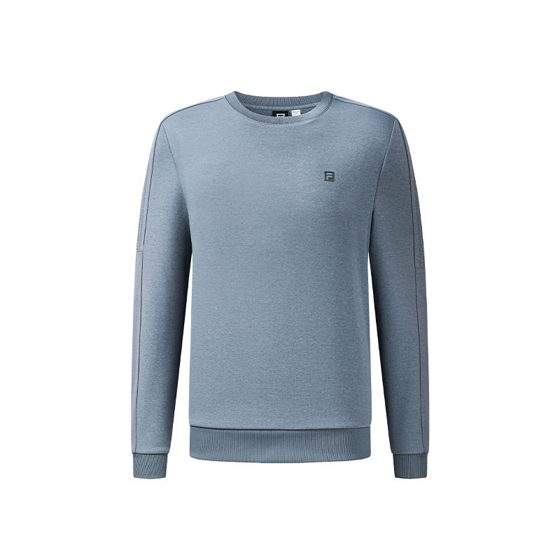 FILA Sweatshirts Men's Dark Lime Gray Crew Neck Moderate Straight Fit