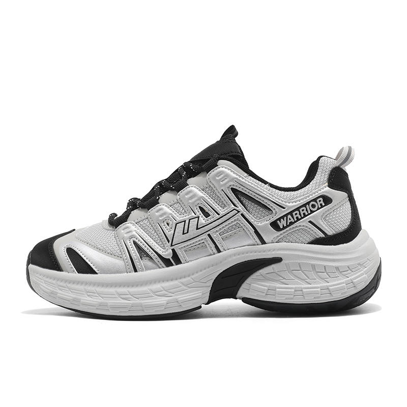 WARRIOR WARRIOR Chunky Sneakers Men's Low Top Silver Gray Black