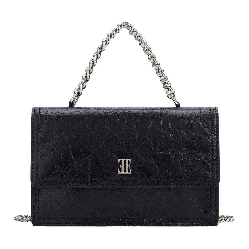 ELLE Cow Leather Handbag Women's Black/Ancora Red/Misty Gray