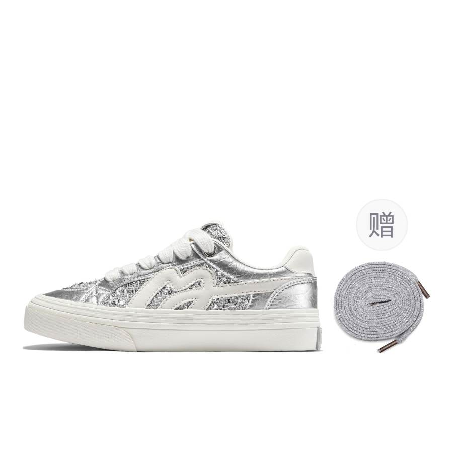 MINISO MINISO Skateboard Shoes Unisex Low Top White Gold/White Silver