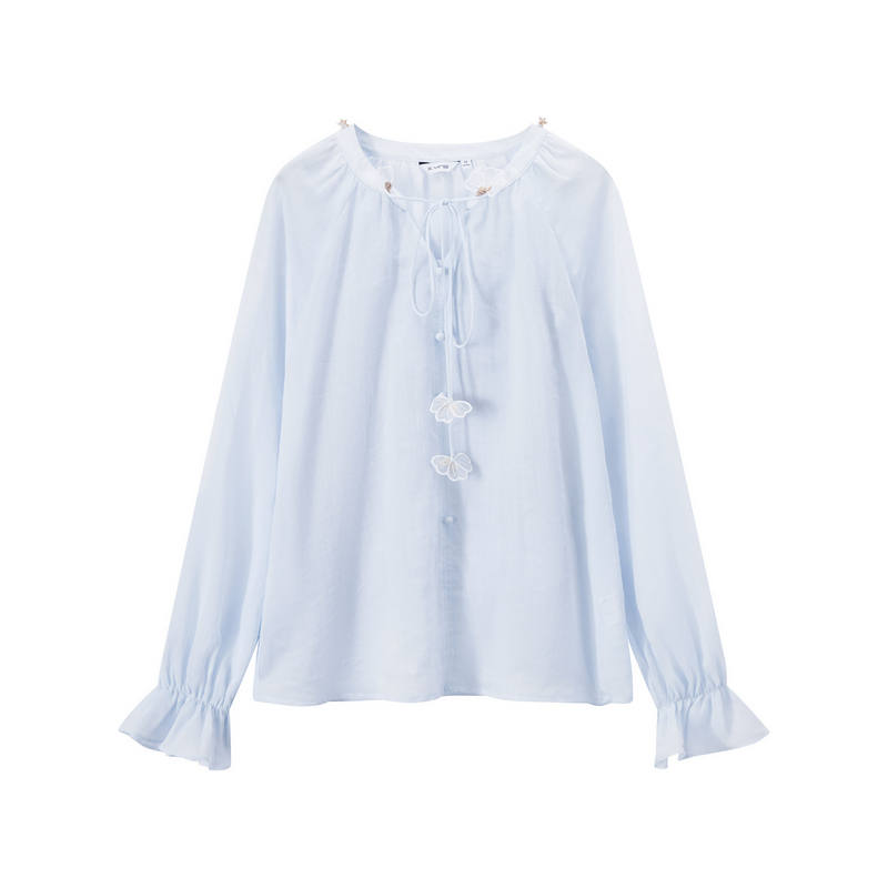 XIANGYING Chiffon Shirts Women's Blue Camisole Moderate