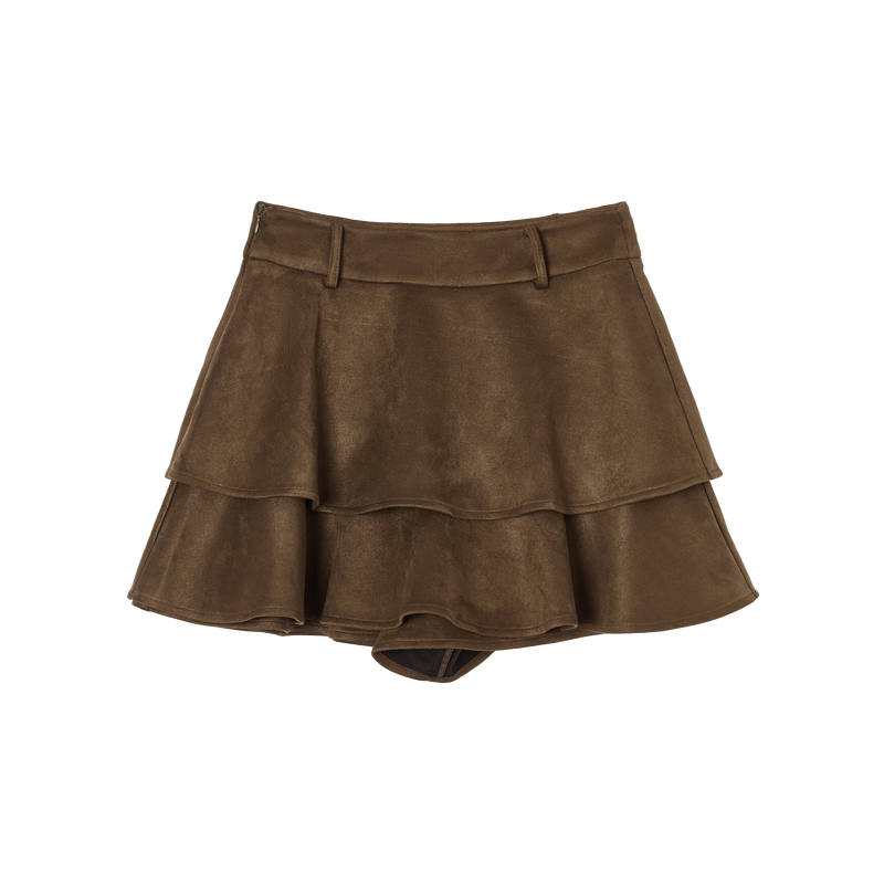 XIANGYING Casual Short Skirts Women's Coffee Moderate Short Skirt A Line Skirt