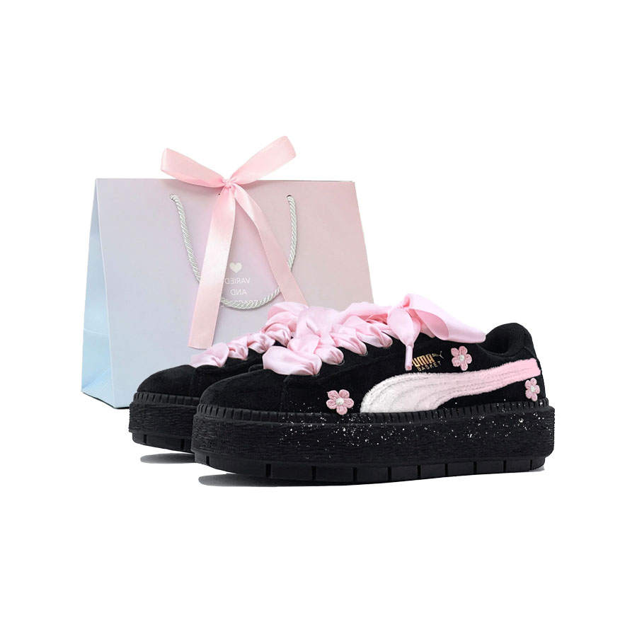 PUMA Platform Trace Skateboard Shoes Women's Low Top Black/Pink