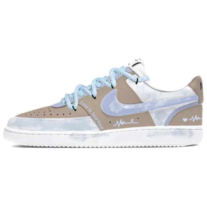 Nike Nike Court Vision 1 Skateboard Shoes Unisex Low Top White Brown Blue Color Block
