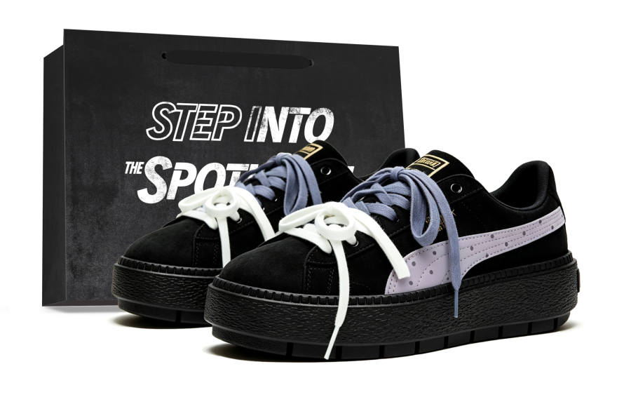 PUMA Platform Trace Skateboard Shoes Women's Low Top Black Purple
