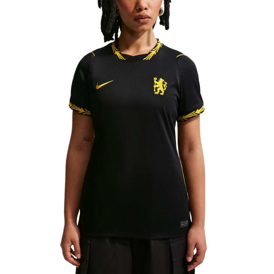 Nike Nike Chelsea FC Soccer Jerseys Women's Black/Midwest Gold/Midwest Gold Crew Neck Moderate