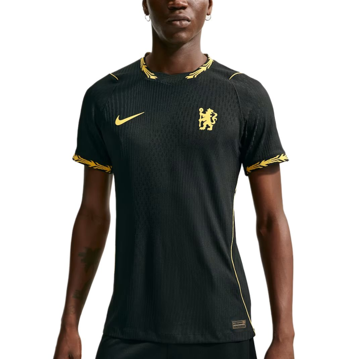 Nike Nike Chelsea FC Soccer Jerseys Men's Black/Midwest Gold/Midwest Gold Crew Neck Moderate