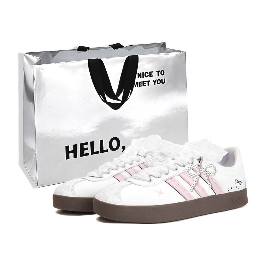 Adidas Adidas Vl Court Classic German Army Trainers Unisex Low Top Pink White