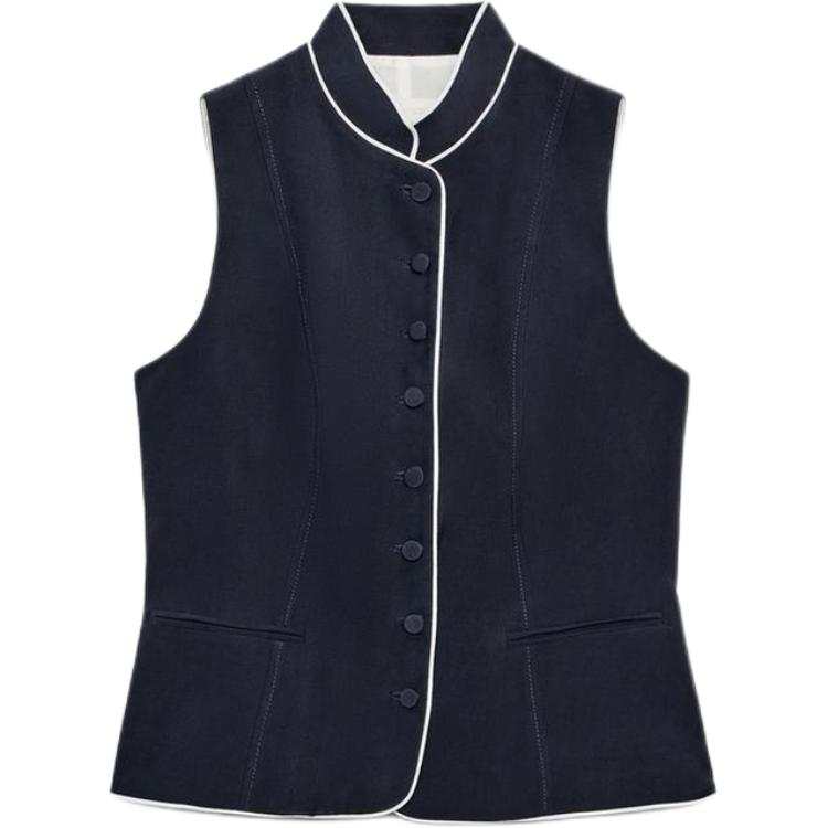 ZARA Tank Tops Women's Sea Blue Stand Collar Other
