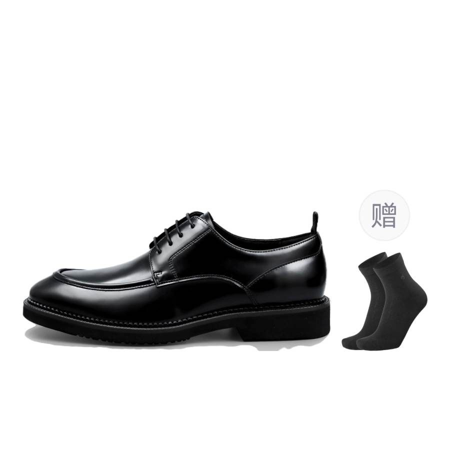 GOLDLION Top Grain Cow Leather Dress Shoes Men's Black