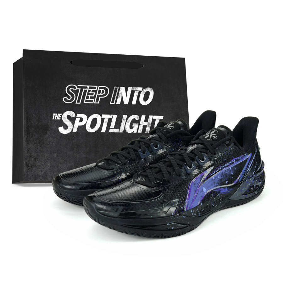 Li-Ning Li Ning Blade 6 V2 Basketball Shoes Unisex Low Top Black Purple Ink Splatter Colorway