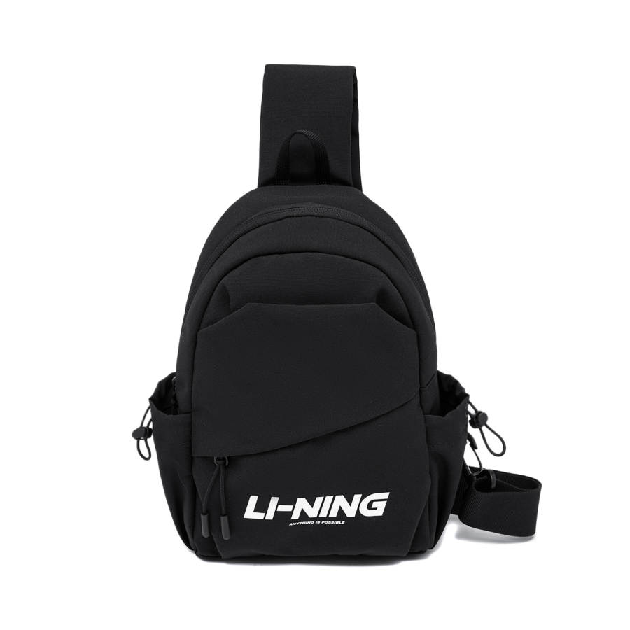 Li-Ning Li Ning Sports Life Collection Polyester One Shoulder Crossbody Sling Bag Unisex Black