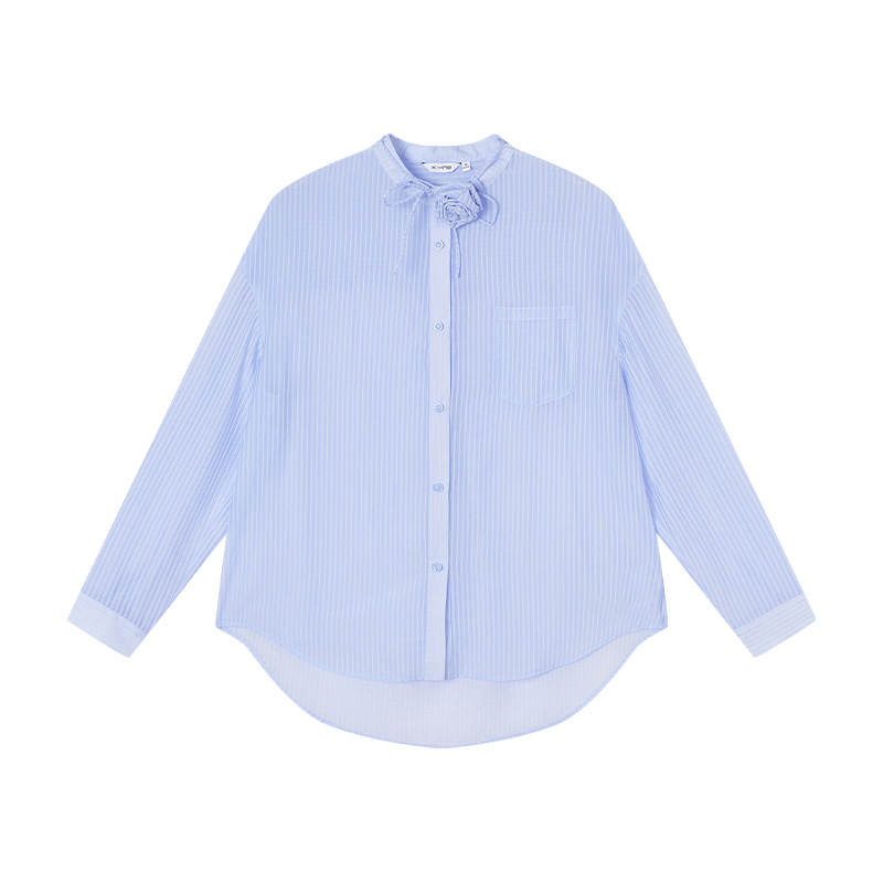 XIANGYING Shirts Women's Blue Lapel Moderate