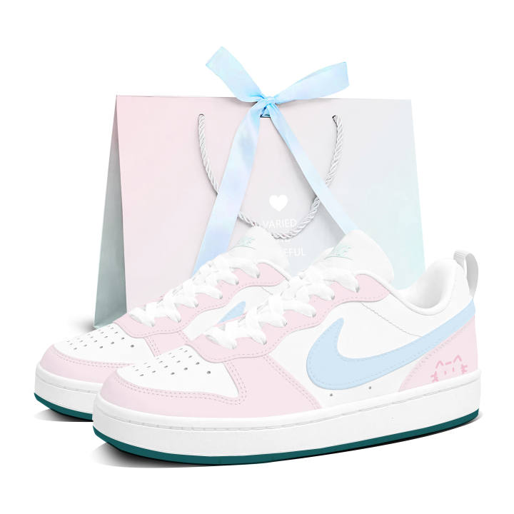 Nike Nike Court Borough 2 Skateboard Shoes Unisex Low Top Pink Blue