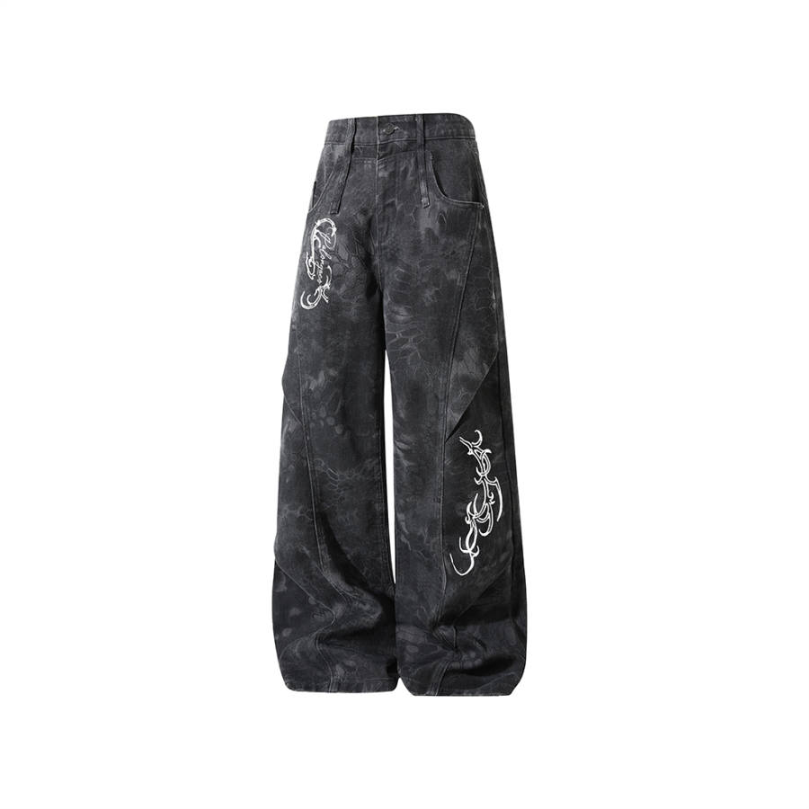 PAL ONGACO Jeans Men's Black Moderate Wide Leg Pants
