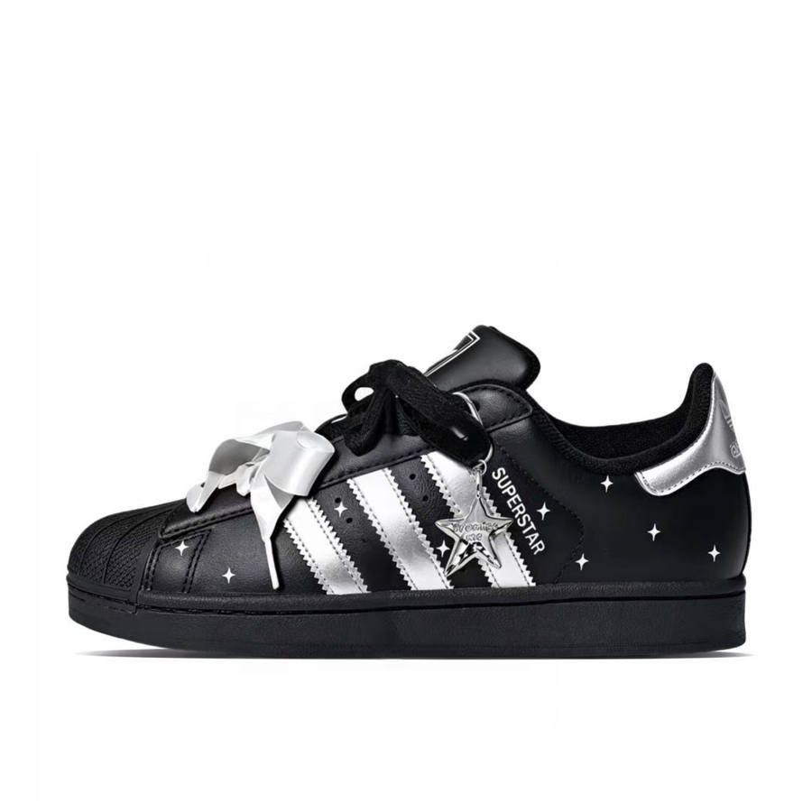 Adidas Adidas Superstar 2 Skateboard Shoes Women's Low Top Black Silver Color Block
