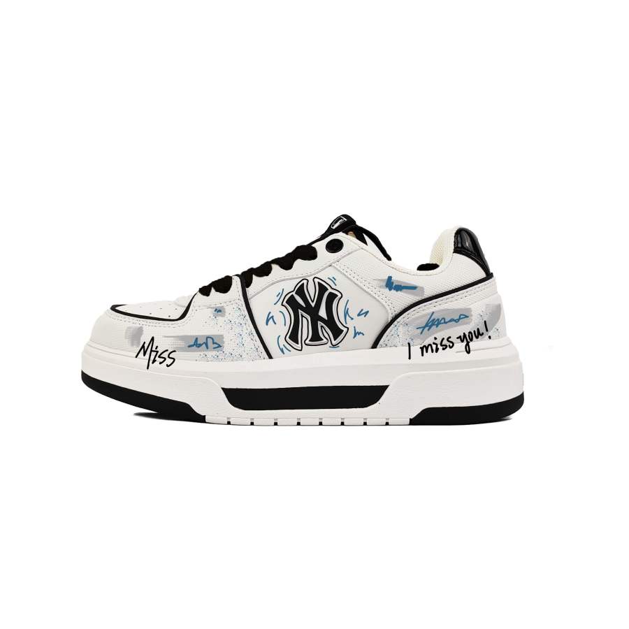 MLB Chunky Liner Skateboard Shoes Men's Low Top White Black Blue Color Block