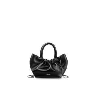 INJOYLIFE Top Grain Sheepskin Crossbody Handbag Small Women's Black/White