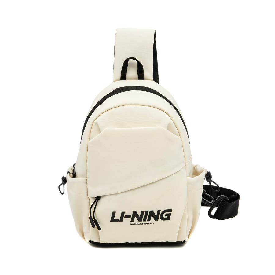 Li-Ning Li Ning Sports Life Collection Polyester One Shoulder Crossbody Sling Bag Unisex Ecru
