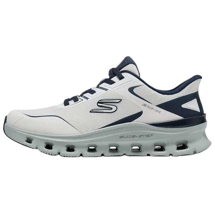 Skechers Sport Running Shoes Men's Low Top Ecru Blue