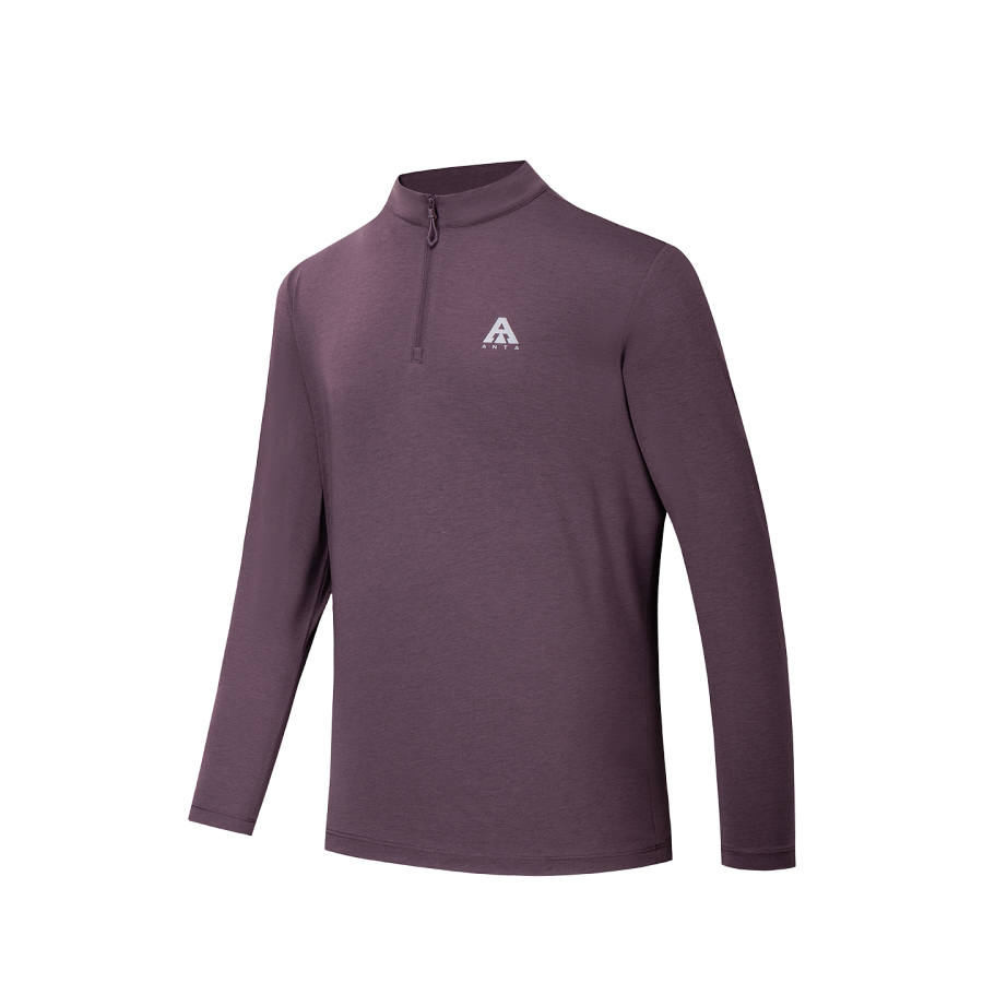 ANTA T Shirts Men's Iridescent Purple Gray 3 Half Turtleneck