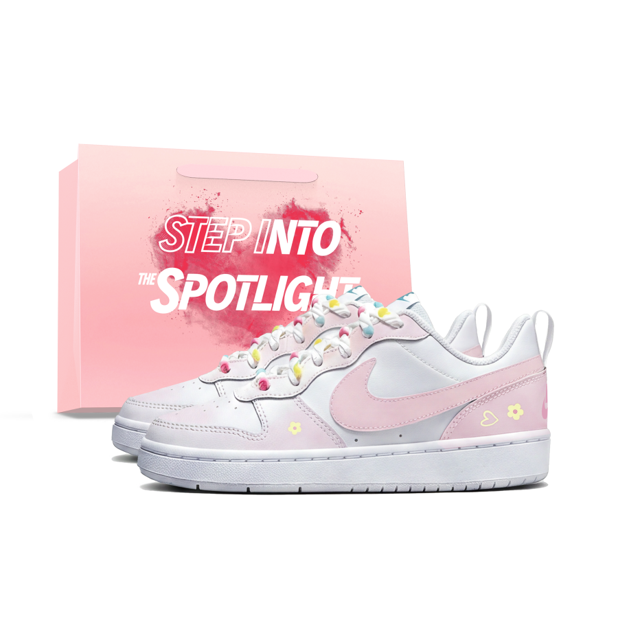 Nike Nike Court Borough Skateboard Shoes Women's Low Top White/Pink/Beige
