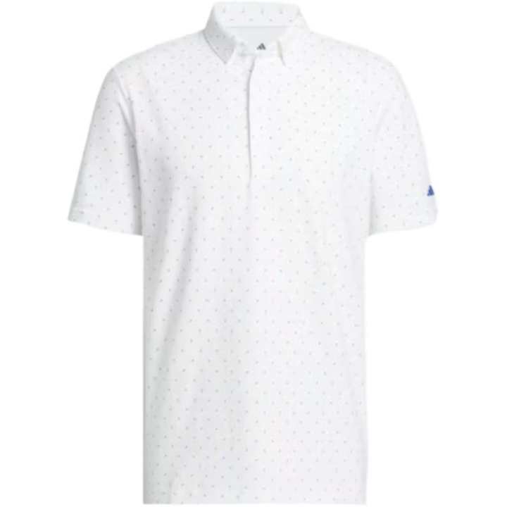 Adidas Adidas Polo Shirts Men's White/Glossy Finish Blue Lapel Moderate Straight Fit