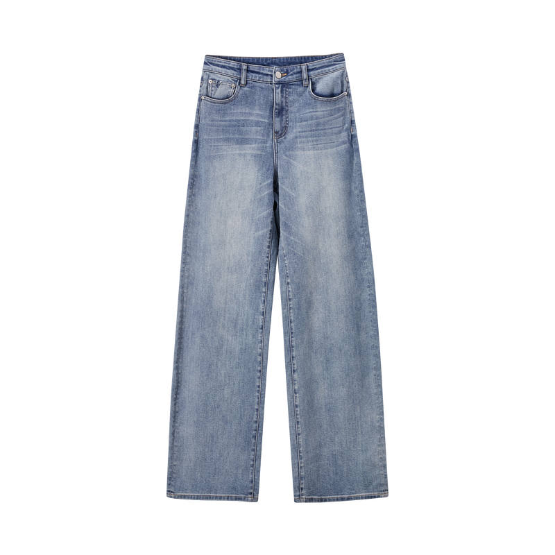 XIANGYING Jeans Women's Denim Blue Moderate Straight Fit Pants