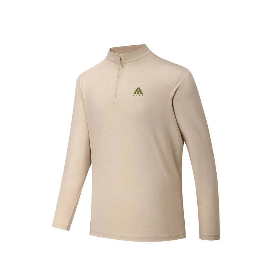 ANTA T Shirts Men's Light Smoke Gray Heather Gray 1 Half Turtleneck