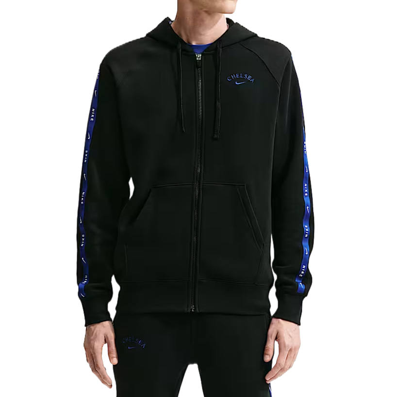 Nike Nike Chelsea FC Sweatshirts Men's Black/Bright Blue Hooded Non Detachable Moderate
