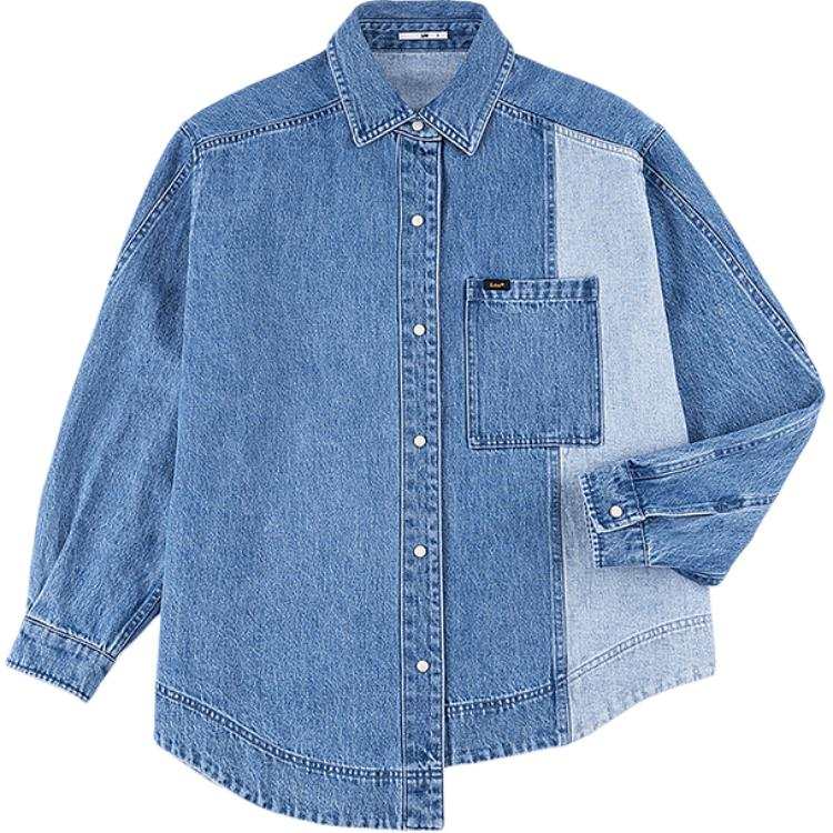 Lee Lee Shirts Women's Medium Blue Lapel Moderate Straight Fit