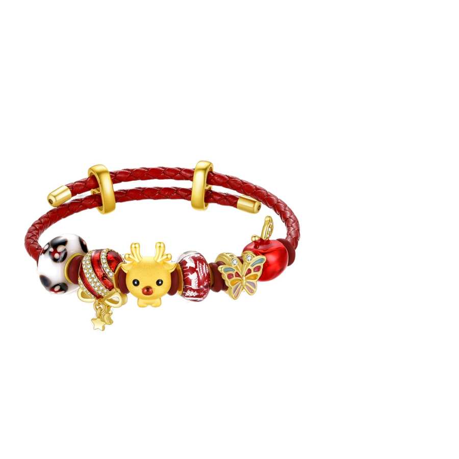 Qing Yi Deer, Refined Sweet And Cute Girly Versatile Deer Elk Fortune Rope Bracelet 999 Solid Gold Fixed Price