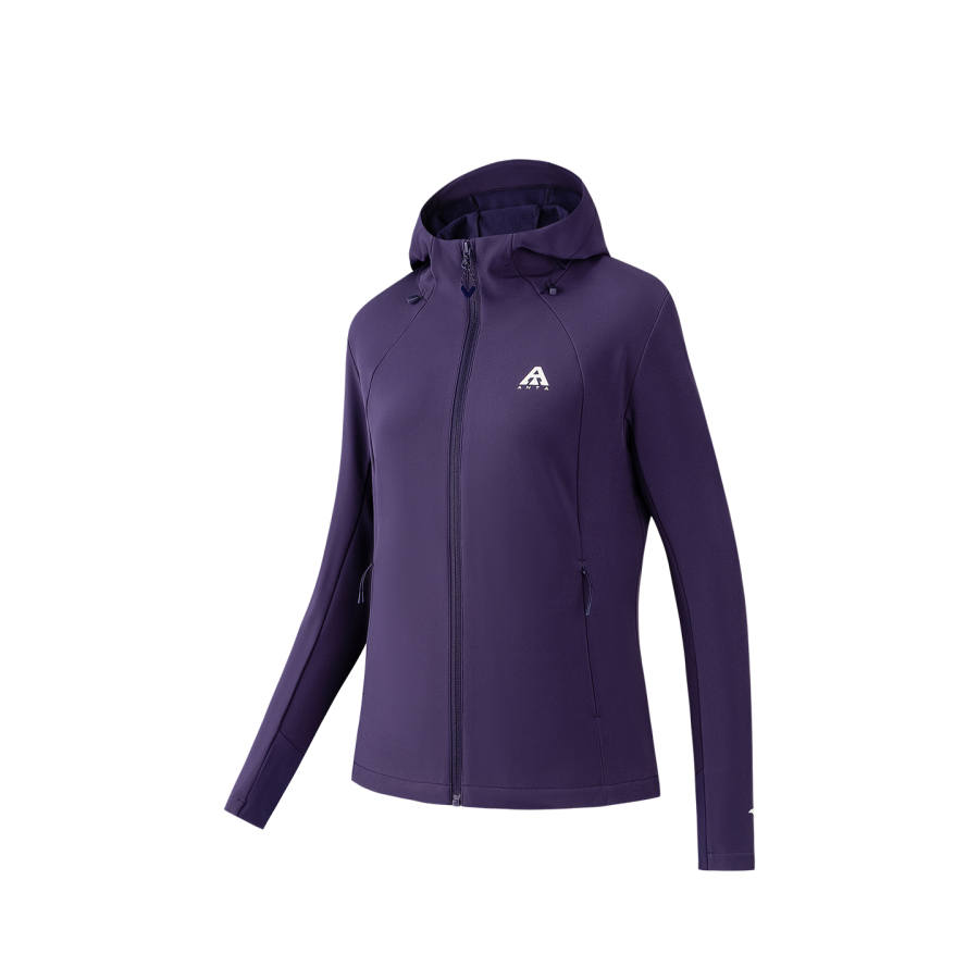ANTA Jackets Women's Nightfall Purple 3 Hooded Non Detachable Thickened