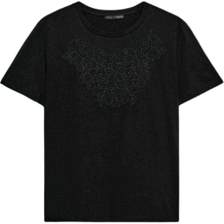 ZARA T Shirts Women's Black Crew Neck