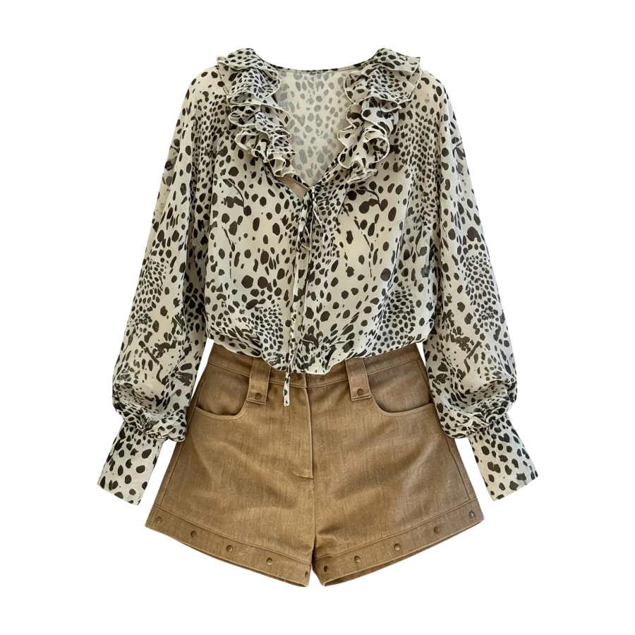 FINDSME GAGA Casual Suits Women's Crew Neck Moderate