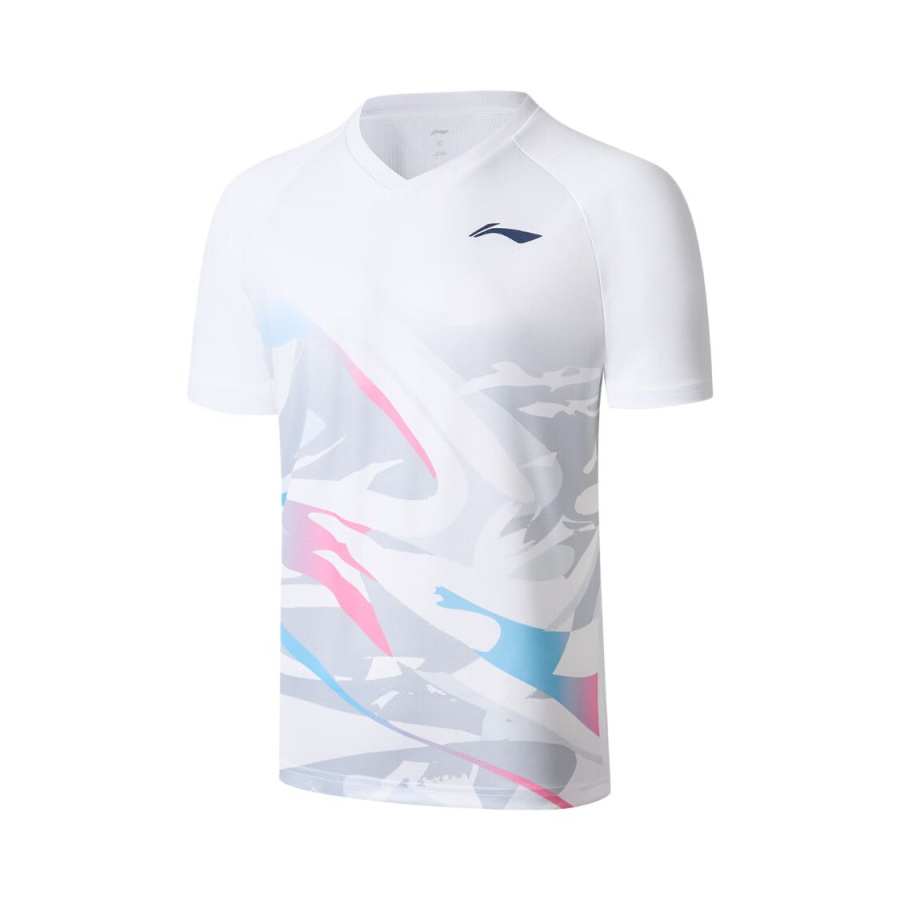 Li-Ning Li Ning Badminton Jerseys Unisex White V Neck Moderate