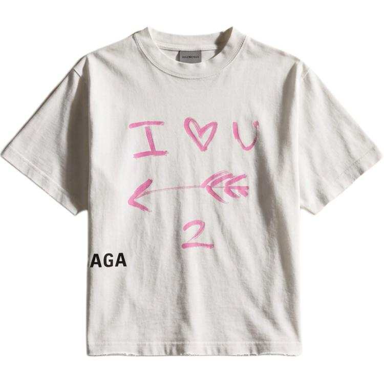 Balenciaga T Shirts Women's White Crew Neck Straight Fit