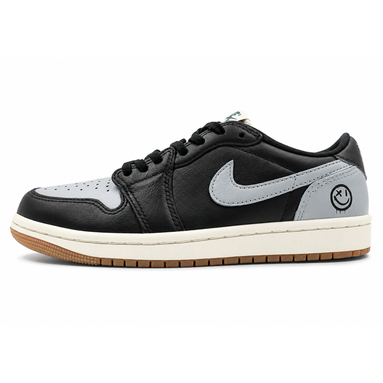 Jordan Jordan Air Jordan 1 Against The Wind Black Gray Leather Cushioning Height Increasing Lightweight Low top