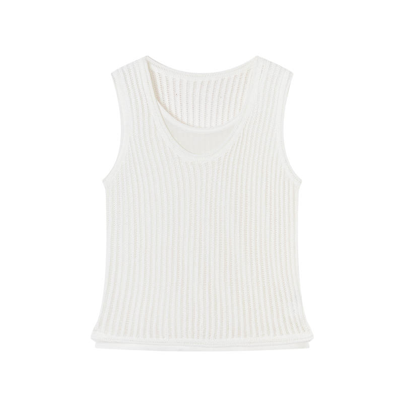XIANGYING Knitwear Women's White Crew Neck Thin