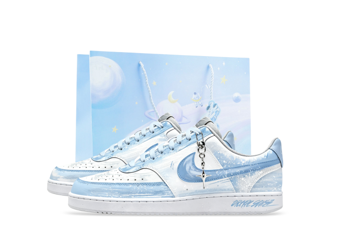 Nike Nike Court Vision Skateboard Shoes Men's Low Top White/Blue