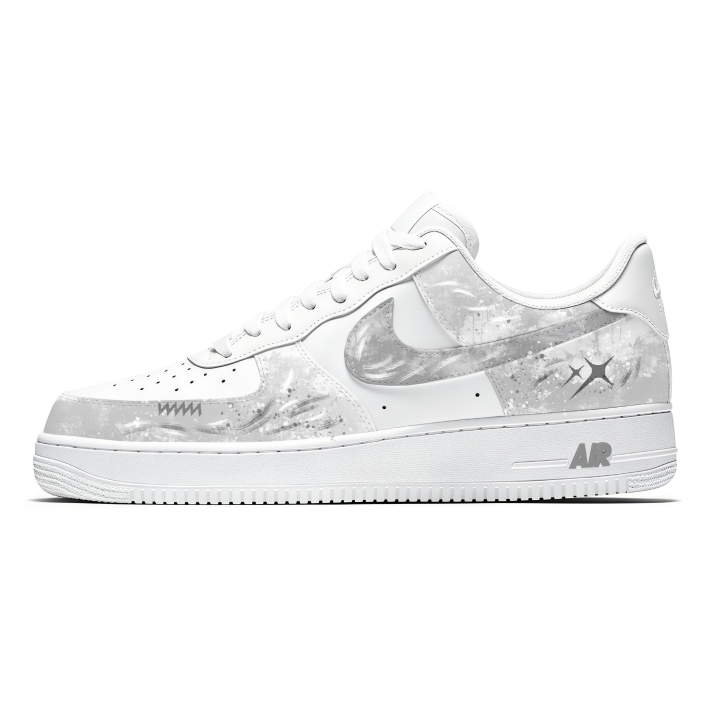 Nike Nike Skateboard Shoes Men's Low Top White & Gray Silver Gradient Graffiti Colorway