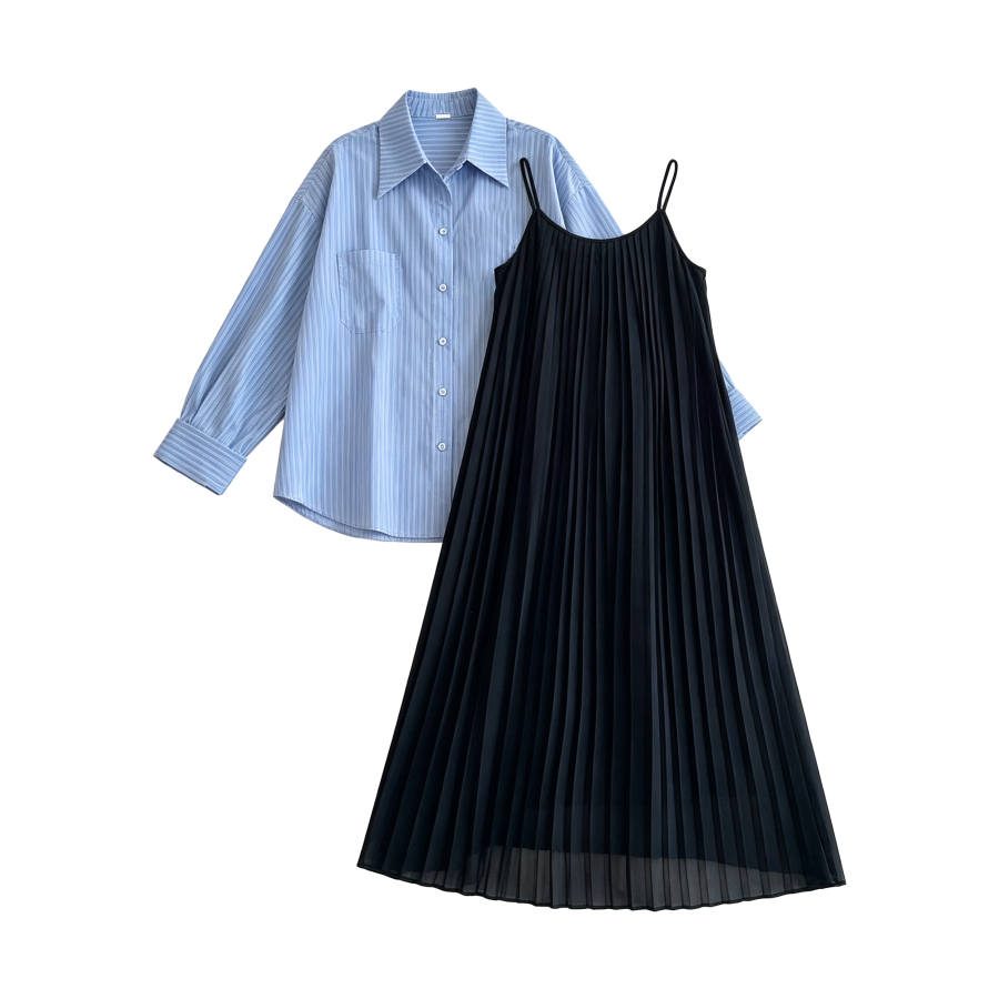 CPAURA Two Piece Skirt Sets Women's Camisole Moderate Long Skirt
