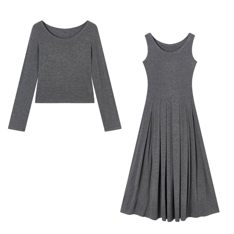 XIANGYING Casual Suits Women's Medium Gray Crew Neck Moderate