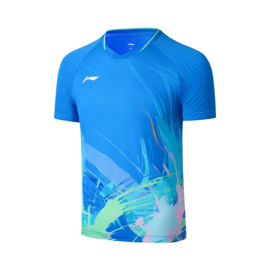 Li-Ning Li Ning Badminton Jerseys Women's Cobalt Crystal Blue V Neck Moderate