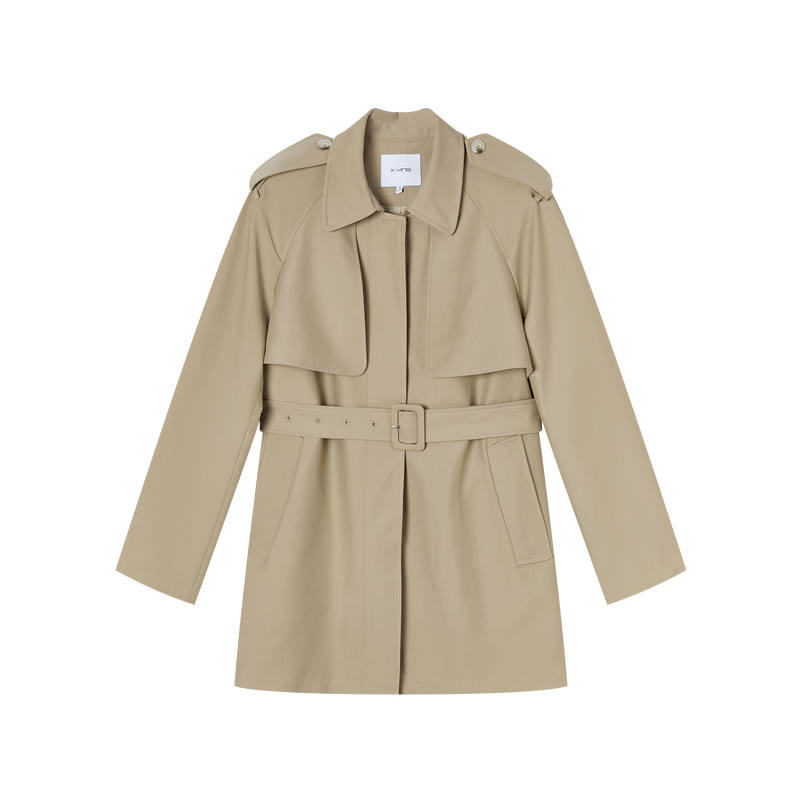 XIANGYING Trench Coats Women's Khaki Lapel Moderate