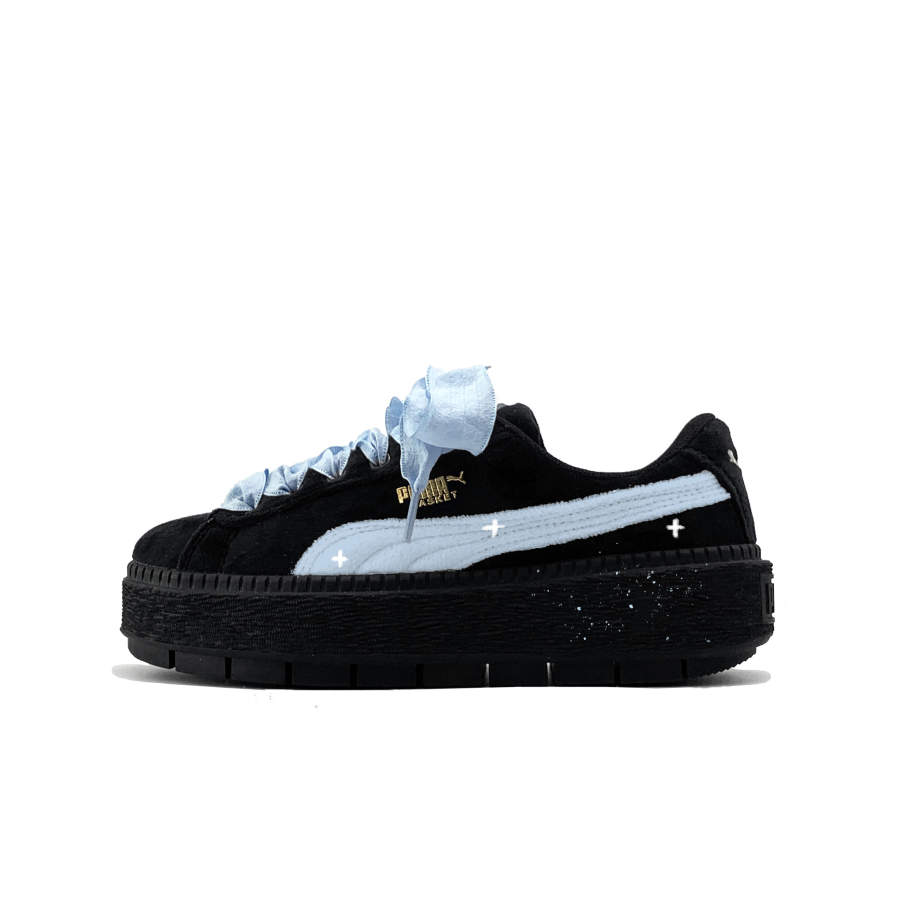 PUMA Platform Trace Skateboard Shoes Women's Low Top Black/Blue